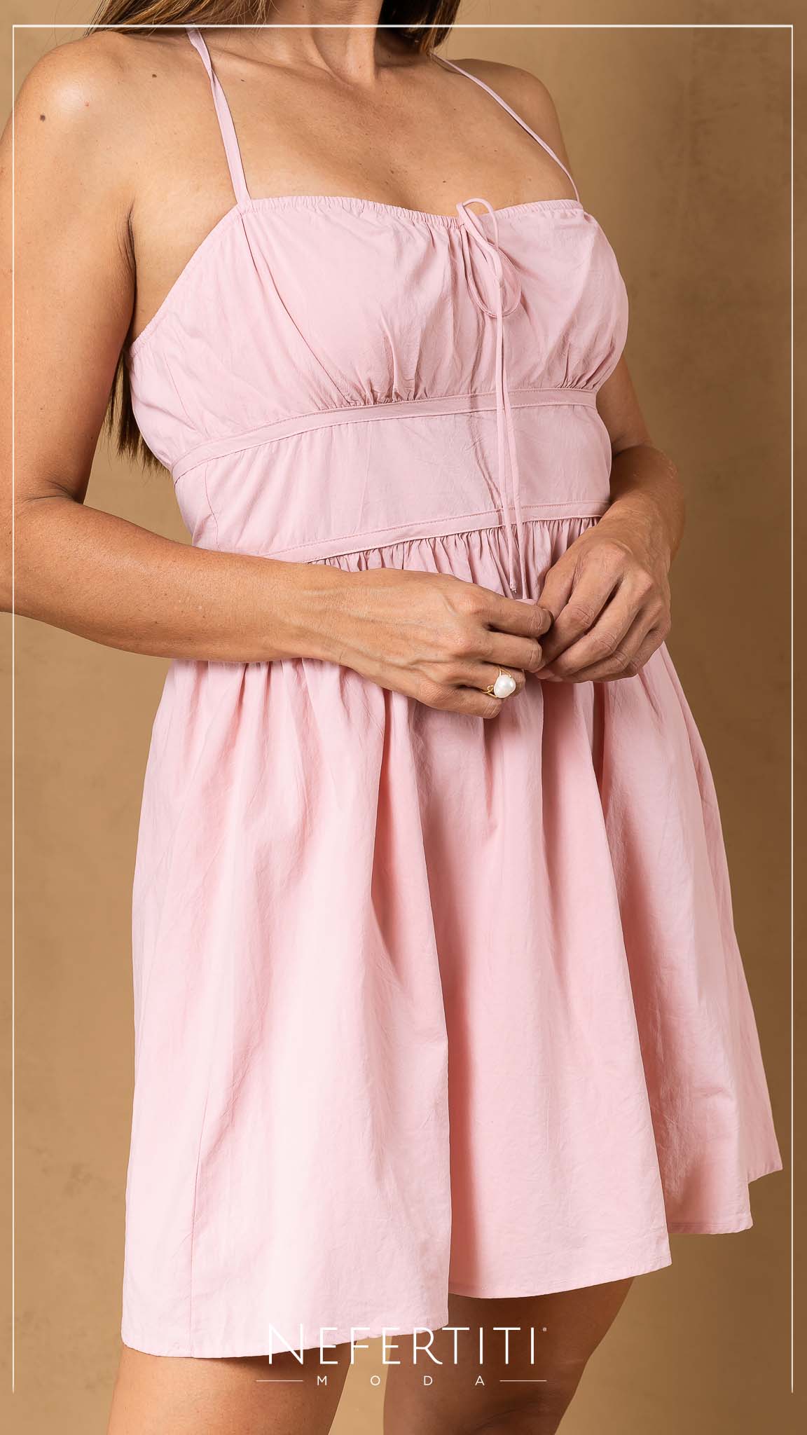 Vestido corto rosa pastel hot sale