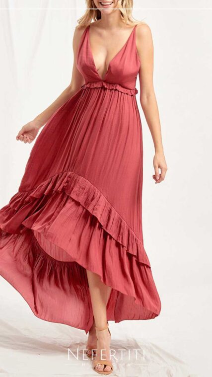 Vestido largo Rojo Quemado D4799