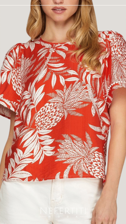 Blusa pina palmeras Rojo Blanco T15885