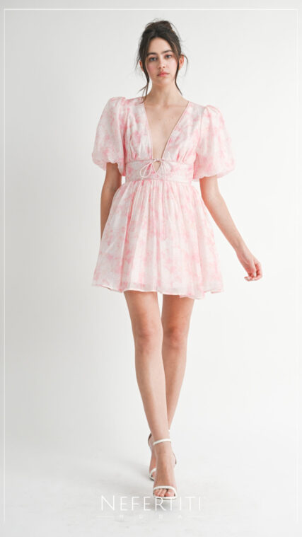 Vestido manga corta difuminado Rosa D6797