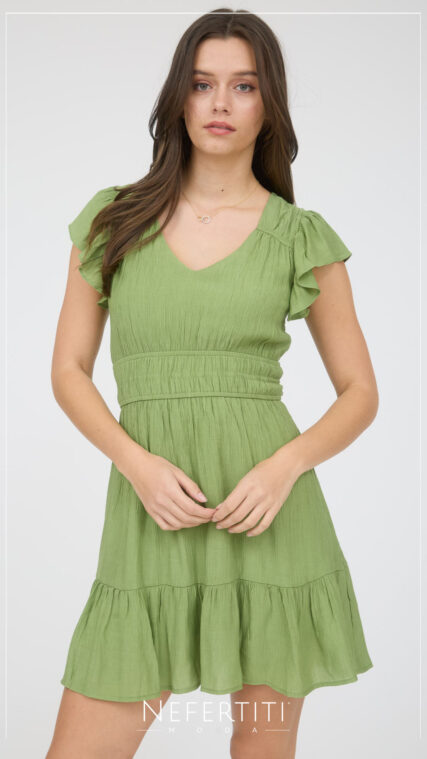 Vestido manga corta Verde Aguacate D6873