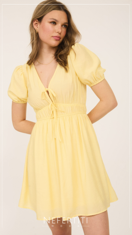 Vestido manga corta Amarillo D6904