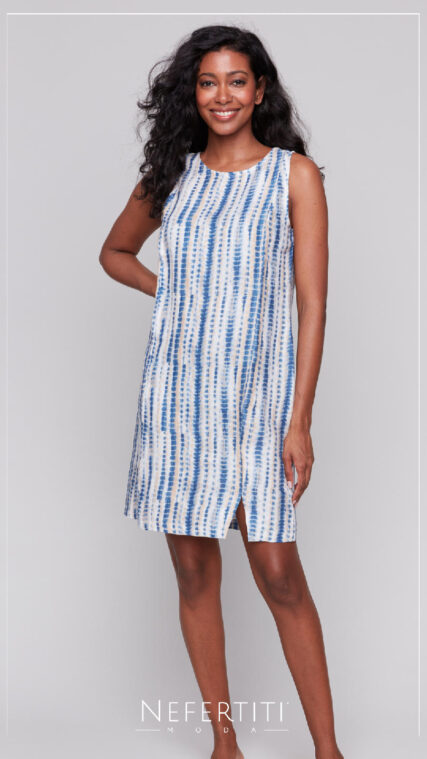 Vestido sin manga tie dye Azul Beige D6704