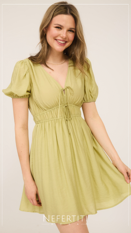 Vestido manga corta Verde Pistacho D6901