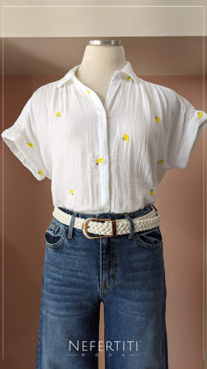 Blusa botones pina Blanco T15949