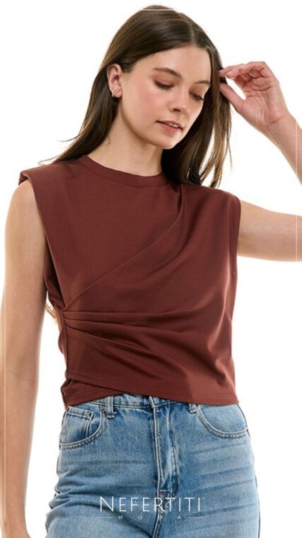 Blusa sin manga traslape Cafe Chocolate T16133