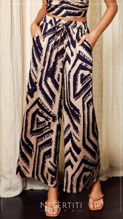 Pantalon estampado Beige Negro PL4941