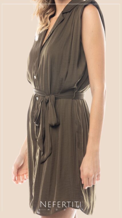 Vestido botones cuello Verde Oliva D6505