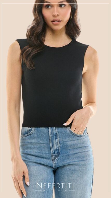 Blusa espalda baja sin manga Negro T16130