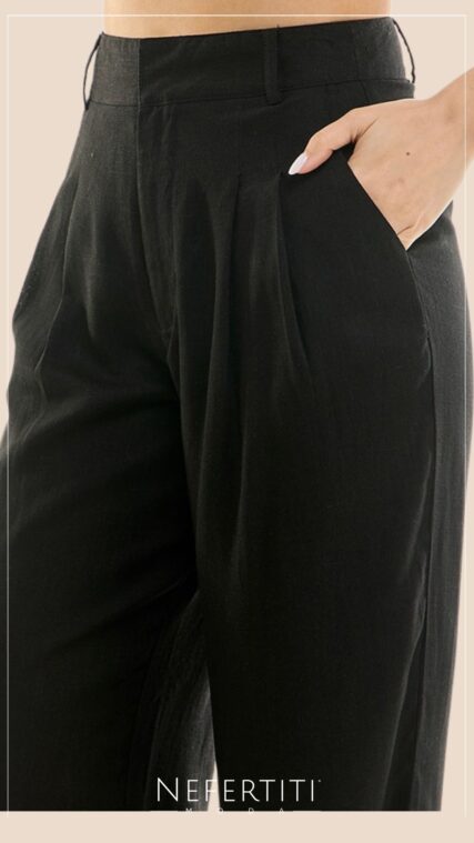 Pantalon con sisa recto Negro PL4882