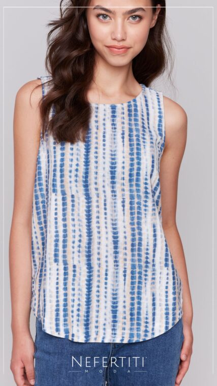 Blusa sin manga Tie Dye Azul Beige T15705
