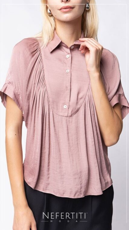 Blusa cuello botones manga corta Mocha T16236