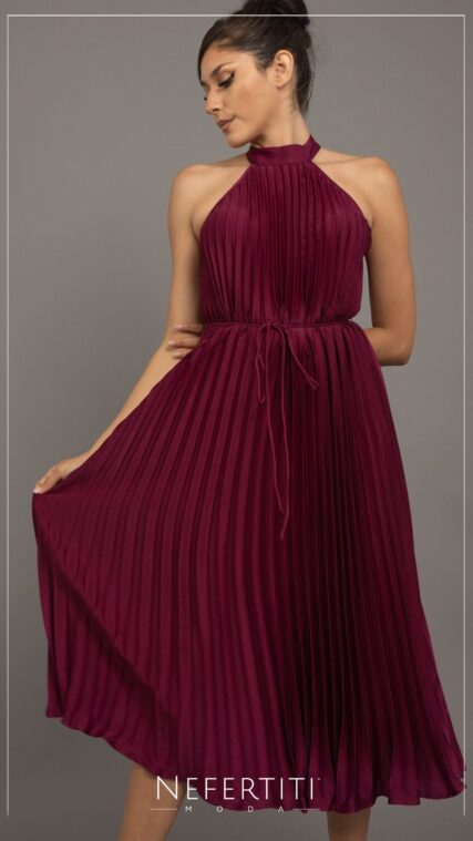 Vestido midi plisado Mulberry D7028