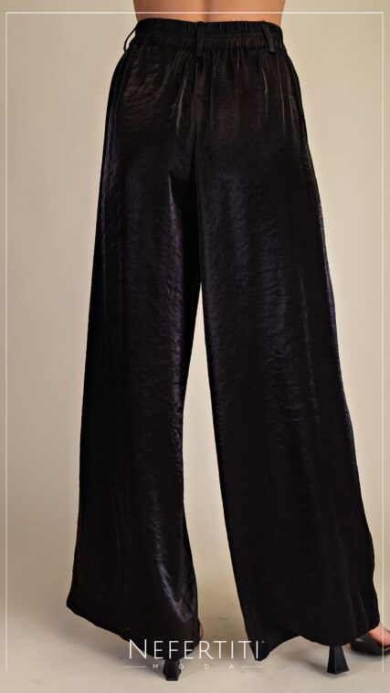 Pantalon satin con sisa Negro PL4962