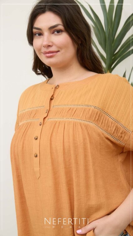 Blusa botones manga corta Arcilla TP3620