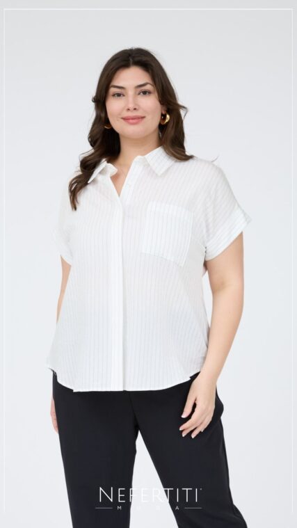 Blusa rayas botones Blanco Negro TP3614
