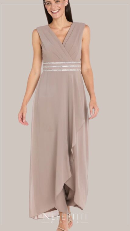 Enterizo sin manga con pedreria Mocha D7063