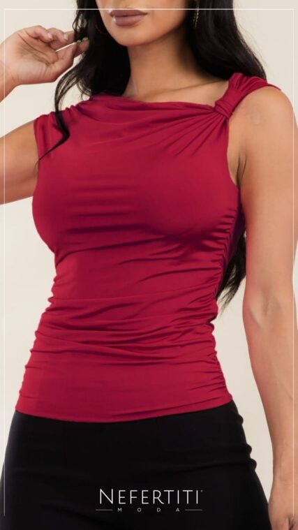 Blusa sin manga asimetrica Rojo T16422