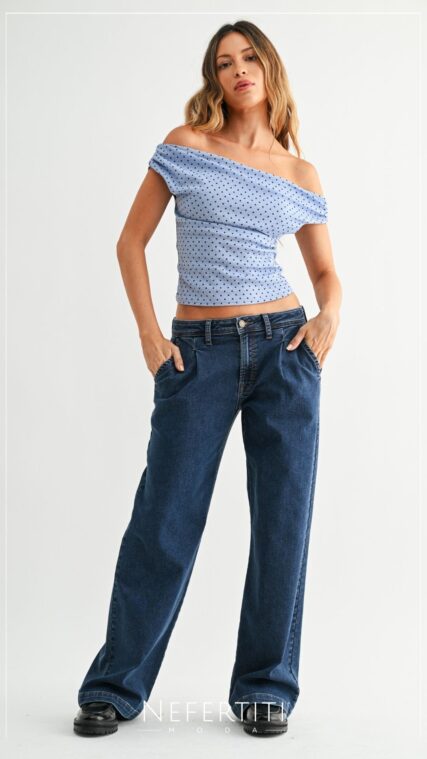 Pantalon ancho sisa Azul Oscuro PL5026