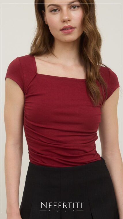 Blusa escote cuadrado Rojo Vino T16503