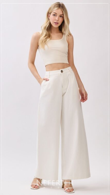 Pantalon largo ancho Marfil PL5115