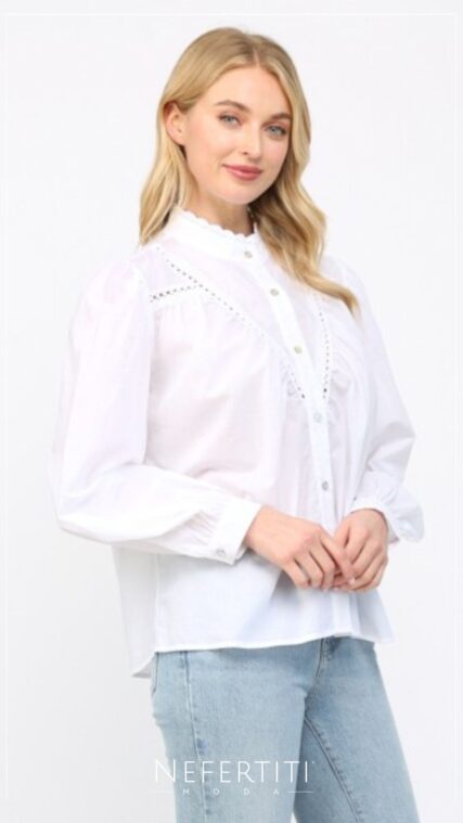 Blusa manga larga botones Blanco T16695
