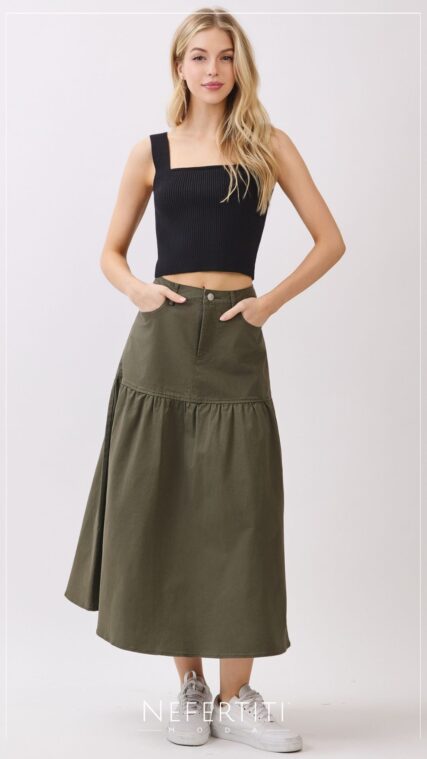 Falda tipo campesino Oliva Oscuro K963