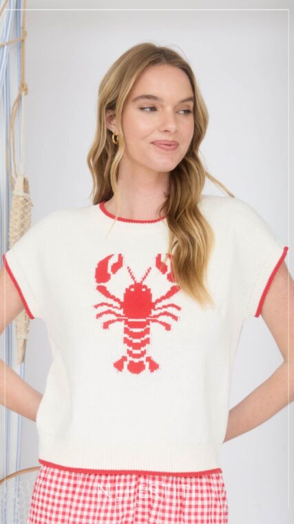 Blusa manga corta tejida cangrejo Rojo T16878