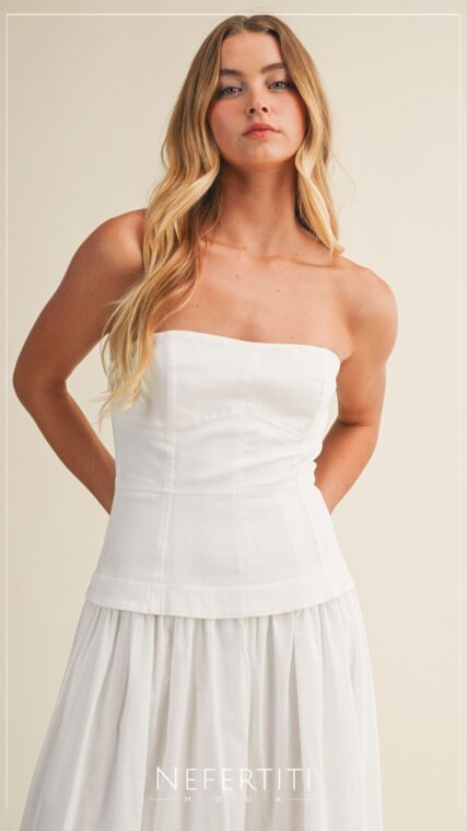 Vestido maxi tirante Blanco D7239