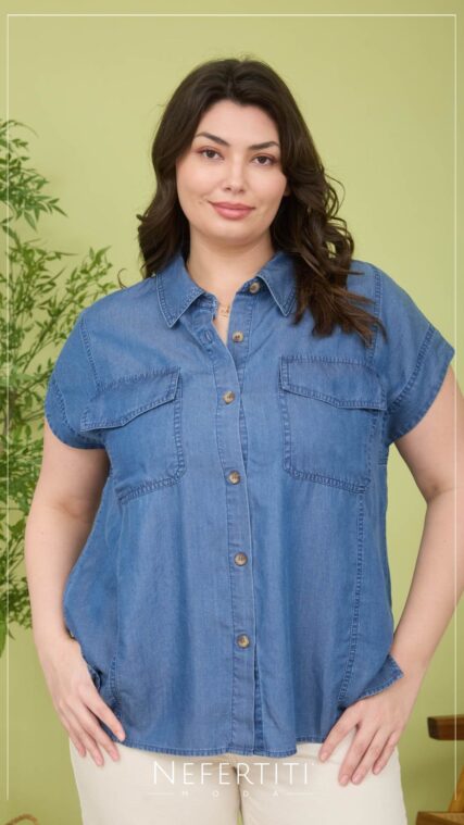 Blusa manga corta botones Azul Oscuro TP3698