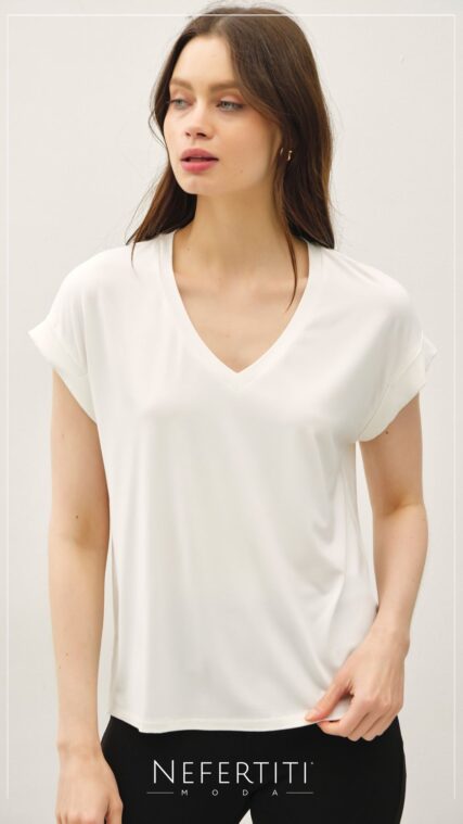 Blusa cuello V bambu Marfil T16677