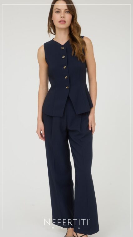 Conjunto Chaleco Pantalon Largo Azul Marino D7049