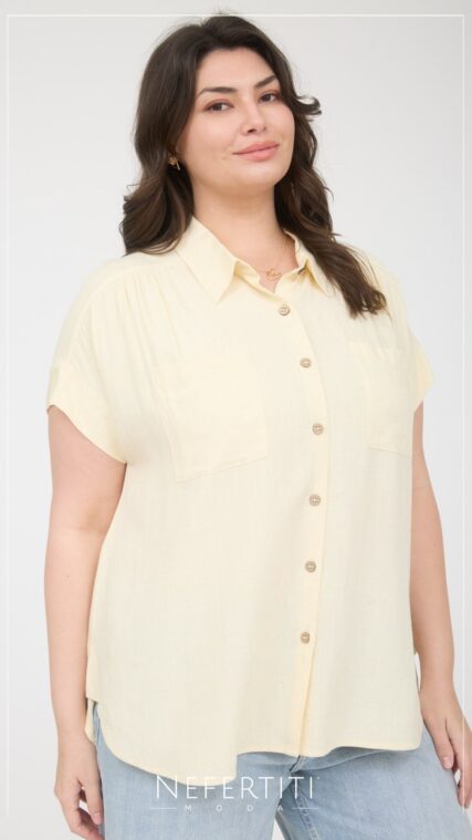 Blusa manga corta botones Amarillo TP3707