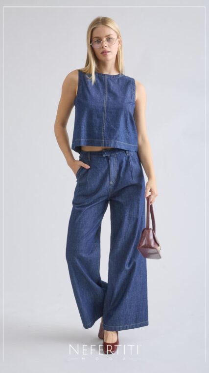 Conjunto blusa y pantalon largo Azul Oscuro D7199