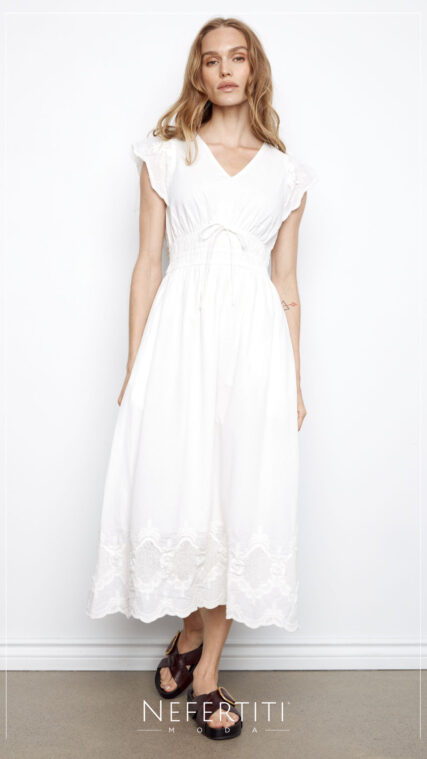 Vestido maxi bordado Blanco D7258