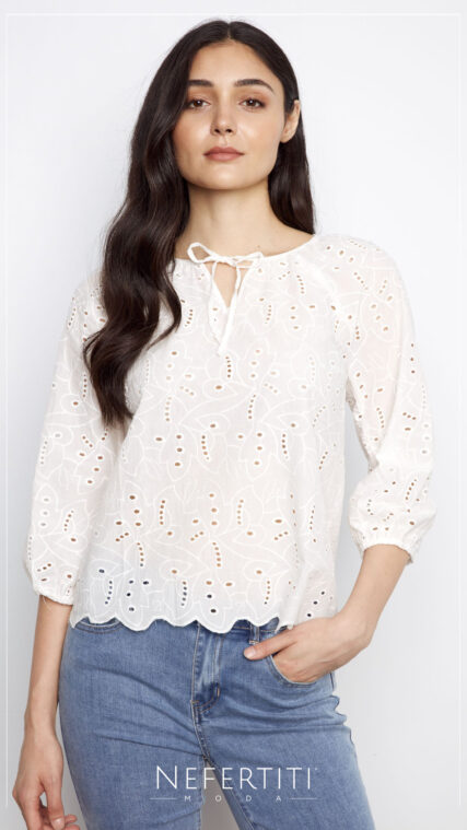 Blusa librete manga tres cuartos Blanco T16756