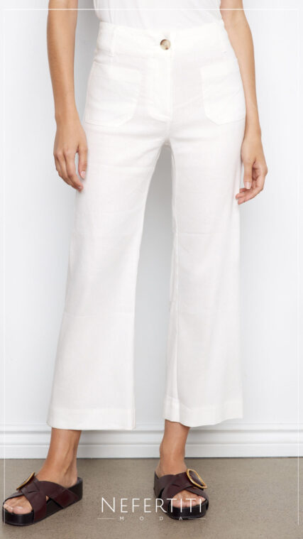 Pantalon largo bolsillos frente Blanco PL5148
