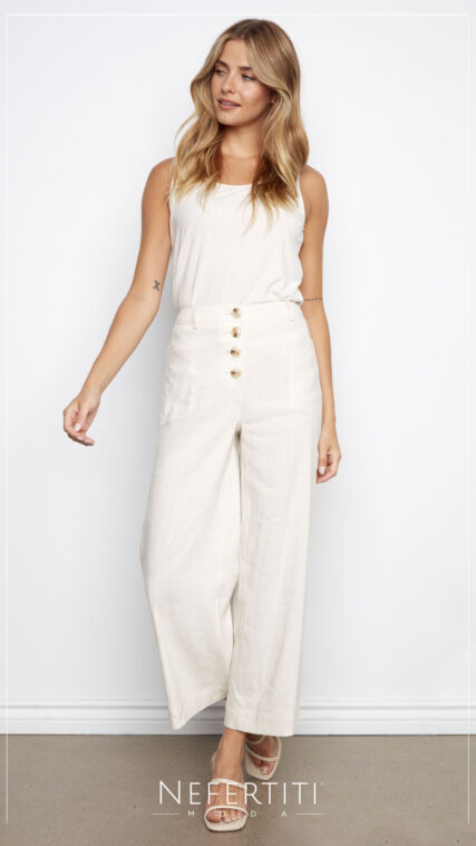 Pantalon largo botones Beige PL5165