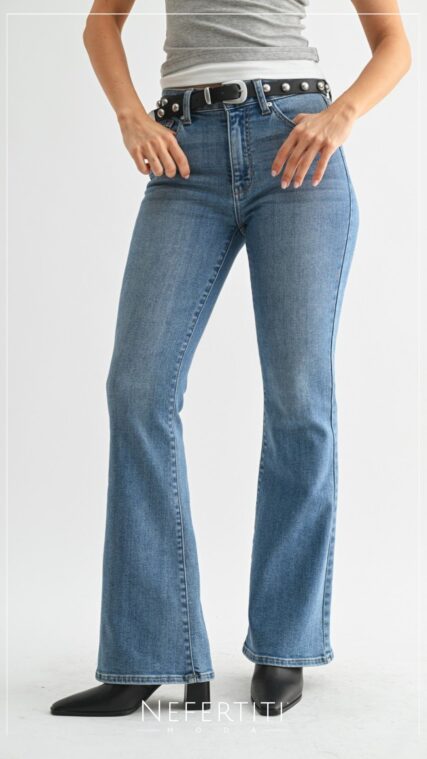 Pantalon campana tiro alto Azul Claro PL5212