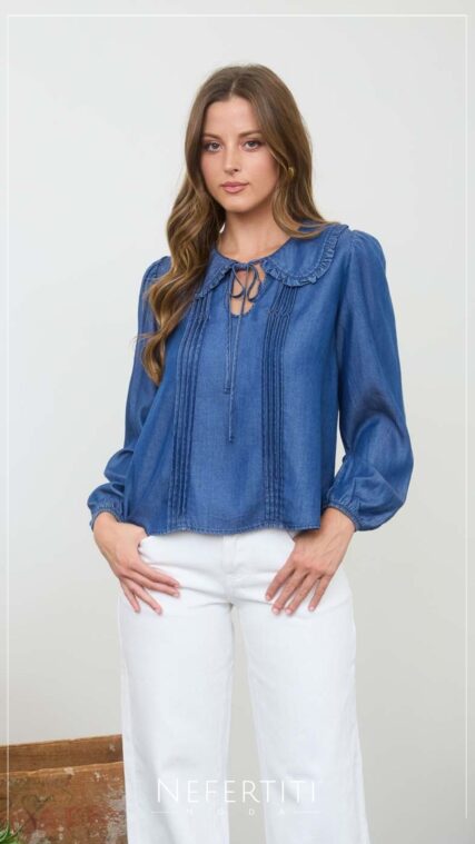 Blusa manga larga solapa Azul Oscuro T16893