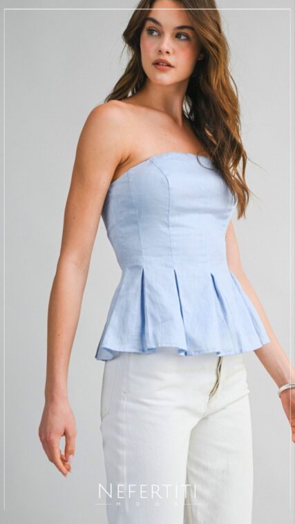 Blusa strapless paletones Celeste T17020