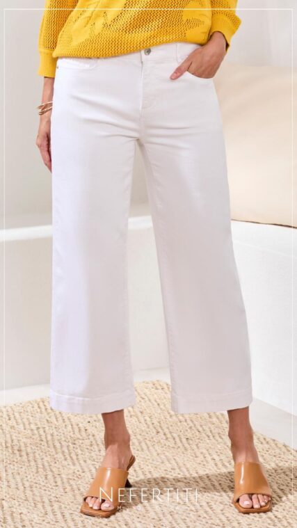Pantalon mezclilla wide leg crop Blanco PL5285