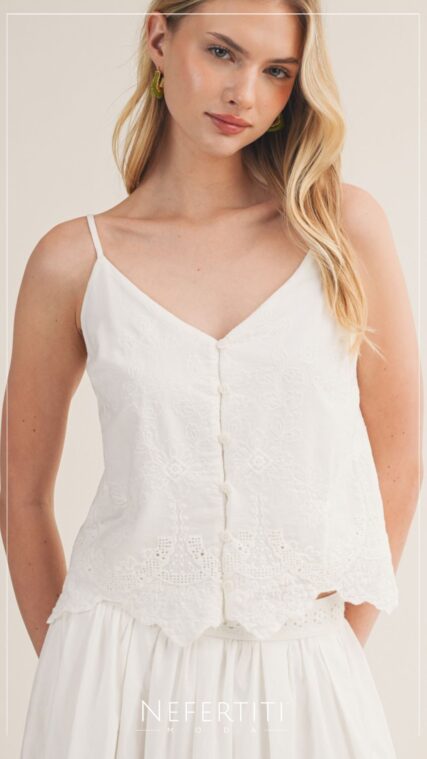 Blusa tirante bordado Blanco T16959