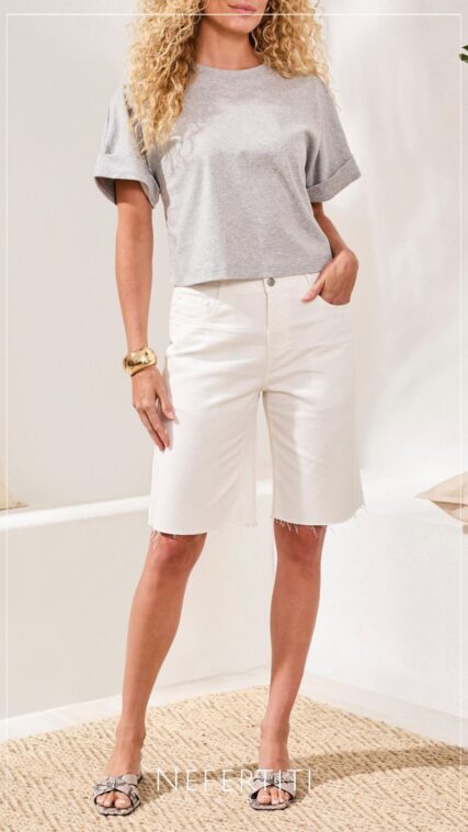 Pantalon corto tipo Bermuda mezclilla Blanco PC1512