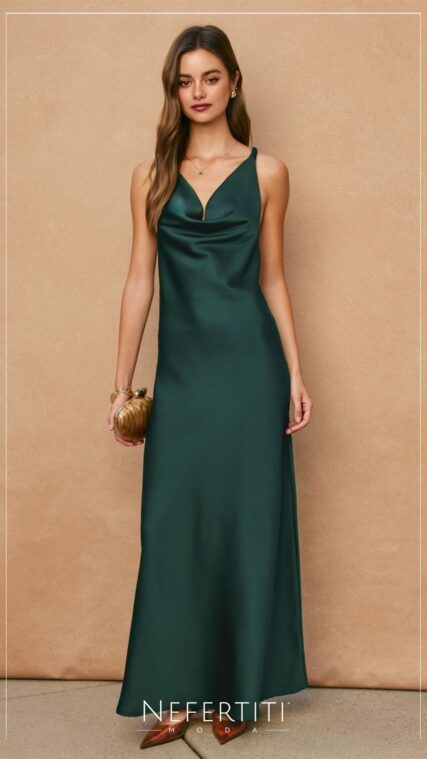 Vestido maxi Espalda nudo Verde Esmeralda D7525