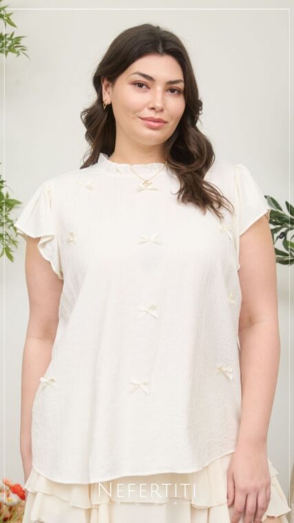 Blusa vuelo en manga lacitos Crema TP3728