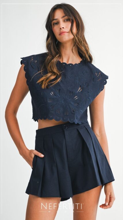 Conjunto blusa y pantalon corto Azul Marino D7458