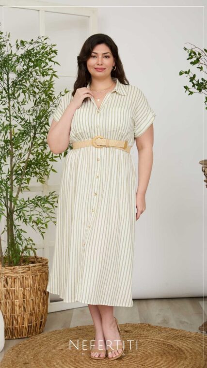Vestido camisero rayas Verde DP272
