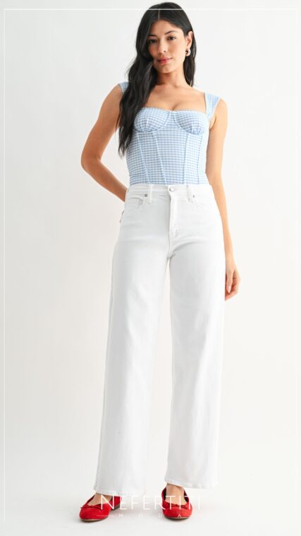 Pantalon Mezclilla Loose Straight Blanco PL5361