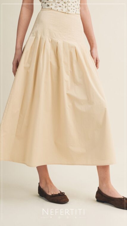 Falda maxi costuras Beige K992